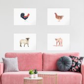 24x18かわいい農場動物水彩動物セット (リビング)