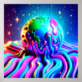 24x24スクエアウォールに鮮やかに輝く地球 ポスター