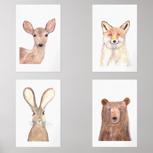 24x36ウッドランドかわいい水彩森林動物セット (正面)