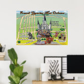 24x36フランスのの4分の1ニューオーリンズおもしろいマップ ポスター (ホームオフィス)