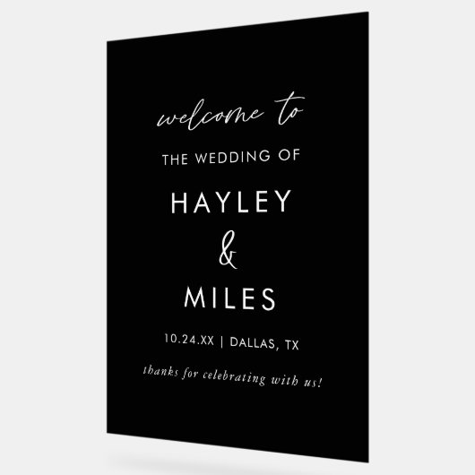 24x36ブラックミニマル結婚リストへようこそ アクリルサイン (傾斜)