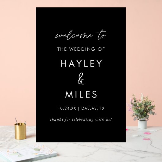 24x36ブラックミニマル結婚リストへようこそ アクリルサイン (ウェディング)
