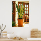 24x36中通り鉢植えスネークプラント ポスター (キッチン)