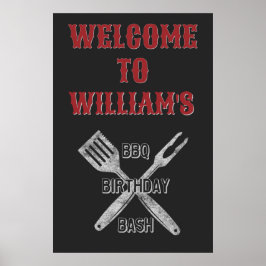 24x36裏庭BBQ誕生日パーティーウェルカムサイン ポスター