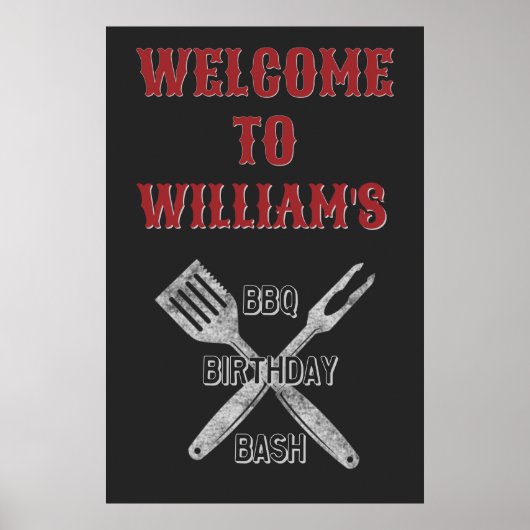24x36裏庭BBQ誕生日パーティーウェルカムサイン ポスター (正面)
