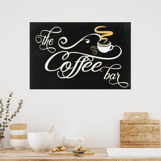 24x36黒板コーヒーバー標識 ポスター (キッチン)