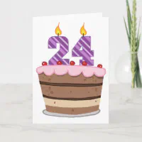 お誕生日カード 24歳のお誕生日ケーキ カード | Zazzle.co.jp