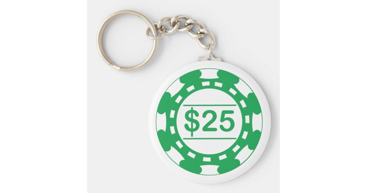 25の種類のカジノの破片の緑keychain キーホルダー Zazzle Co Jp