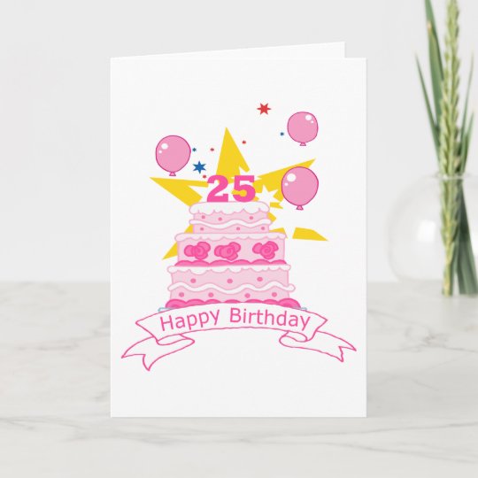 25歳のお誕生日ケーキ カード Zazzle Co Jp