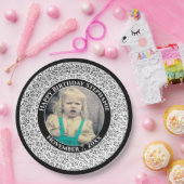 25あなたの写真の乱数パターン黒/白 ペーパープレート (パーティー)