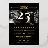 25おもしろい年結婚記念金ゴールド 箔招待状 (正面)