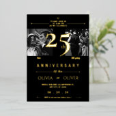 25おもしろい年結婚記念金ゴールド 箔招待状 (立ち正面)