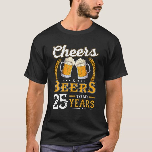 25おもしろい年25日の応援とビール Tシャツ (正面)