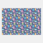 25お誕生日ケーキプレゼントバルーン青 ラッピングペーパーシート (正面3)