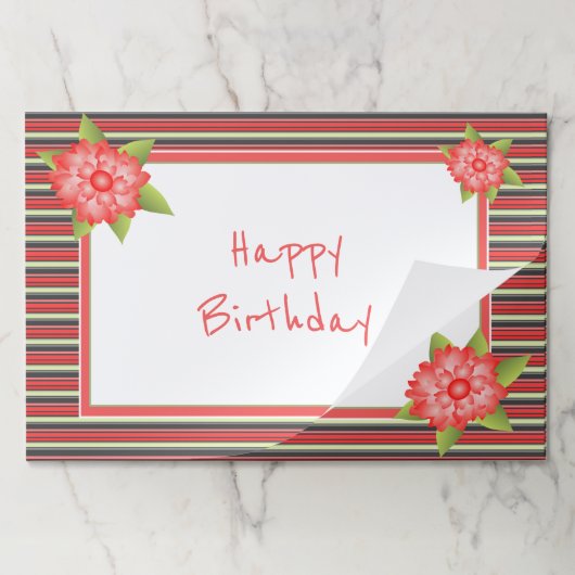 25かわいらしハッピーバースデープレイスマット ペーパーパッド (折り畳み)