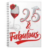 25と素晴らしいクイーンハッピーバースデー第25バラ赤 ノートブック (正面)