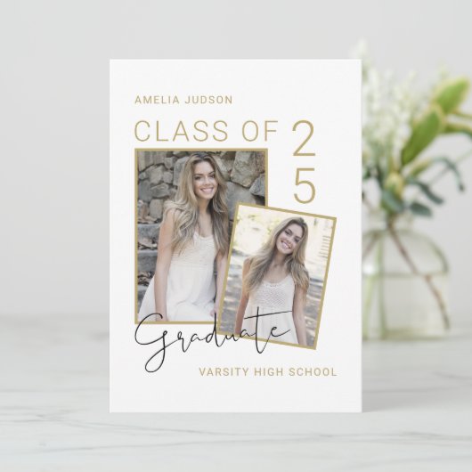 25のクラス写真とバイオスクリプトの卒業 案内状 (スタンド正面)