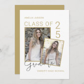 25のクラス写真とバイオスクリプトの卒業 案内状 (正面/裏面)