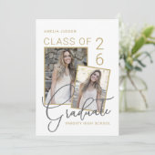 25のクラス写真とバイオスクリプトの卒業 案内状 (スタンド正面)