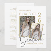 25のクラス写真とバイオスクリプトの卒業 案内状 (正面/裏面)