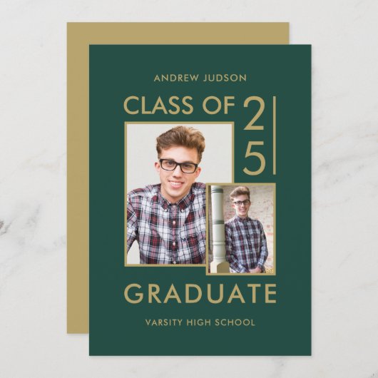 25のモダンクラスの緑2の写真オープンハウス 招待状 (正面/裏面)