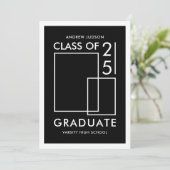 25のモダン白黒クラス写真卒業 案内状 (スタンド正面)