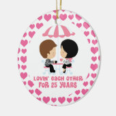 25の年のカップル記念日のオーナメント セラミックオーナメント (左)