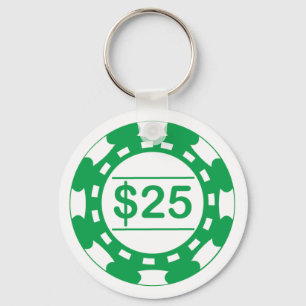 $25の種類のカジノの破片の緑Keychain キーホルダー