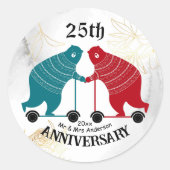 25アニバーサリーベアカップル装飾フォークアート ラウンドシール (正面)