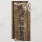25ウッドレース素朴カントリーウェディングメニューカード メニュー (正面/裏面)
