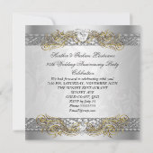 25エレガント周年記念シルバーホワイト金ゴールドパーティー 招待状 (裏面)