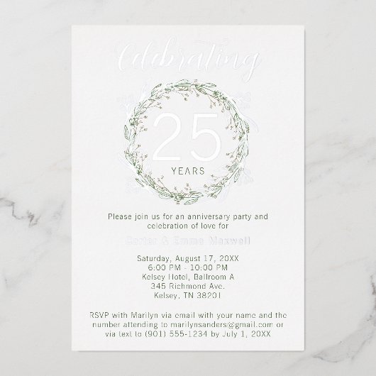25エレガント周年記念パーティー招待状フ実在ロイル 箔招待状 (正面)