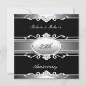 25エレガント周年記念ブラックシルバー 招待状 (正面)