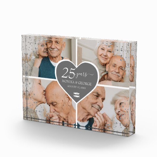 25エレガント周年記念写真シルバーグリッター フォトブロック (右)