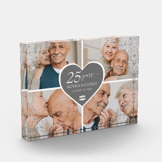 25エレガント周年記念写真シルバーグリッター フォトブロック (左)