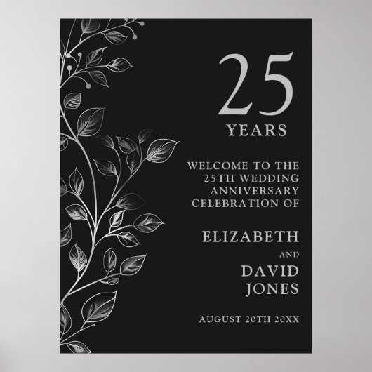 25エレガント周年記念結婚ウェルカムサイン ポスター (正面)