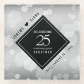 25エレガント回銀結婚記念日 ガラスコースター (正面)