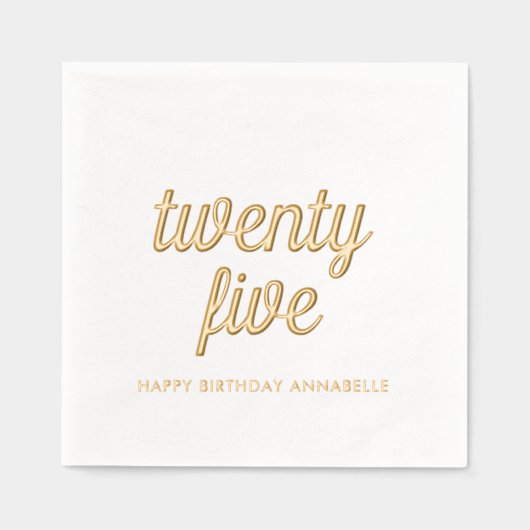 25エレガント誕生日ゴモダンールドフォイルナプキンス 箔ナプキン (正面)