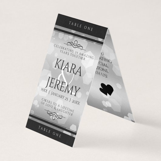 25エレガントth Silver 結婚's Anniversary Table Card (裏面)