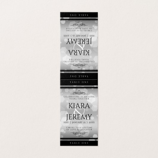 25エレガントth Silver 結婚's Anniversary Table Card (外部フラット)