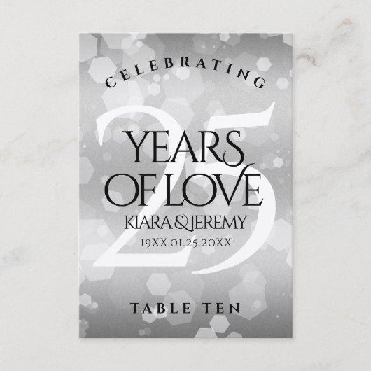 25エレガントth Silver 結婚's Anniversary Table Card サンキューカード (正面)