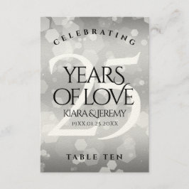 25エレガントth Silver 結婚's Anniversary Table Card サンキューカード