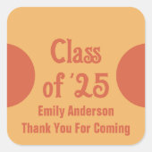 25オレンジグラード名卒業ありがとう スクエアシール (正面)