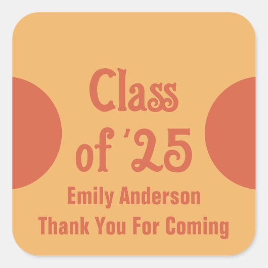 25オレンジグラード名卒業ありがとう スクエアシール (正面)