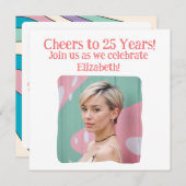 25カスタム年25誕生日の写真応援 招待状 (正面/裏面)