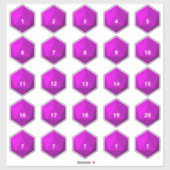 25カスタム文字D20ダイのシート |マゼンタテンプレート シール (シート)