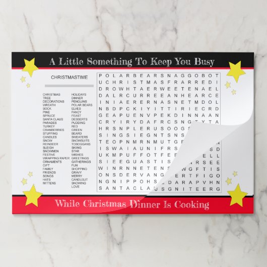 25クリスマスワードスタイル検索紙プレイスマット ペーパーパッド (折り畳み)