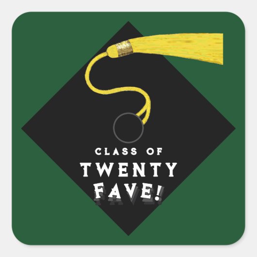 25グリーンの卒業クラス スクエアシール (正面)