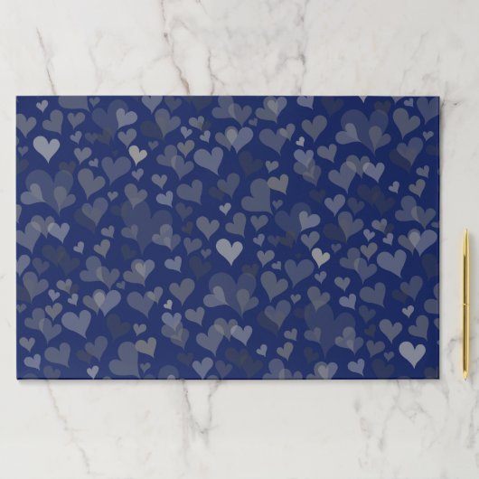 25シーツかわいいネイビーブルーハートパターンギフトラップ ペーパーパッド (インサイチュ)