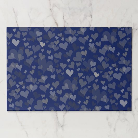 25シーツかわいいネイビーブルーハートパターンギフトラップ ペーパーパッド (正面)